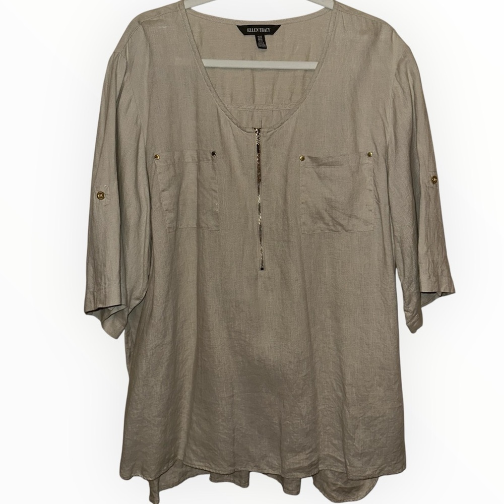 EUC Ellen Tracy Tan Blouse